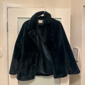LOFT Green Teddy Jacket Plush Faux Fur